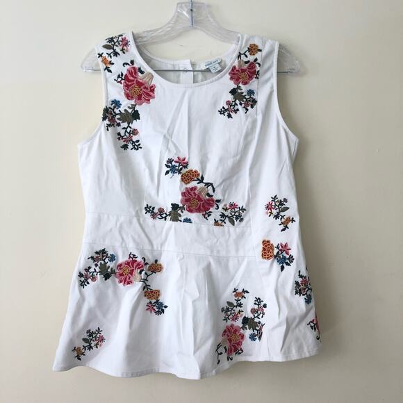 Sundance Peplum Embroidered Sleeveless Blouse Size M - Picture 2 of 10
